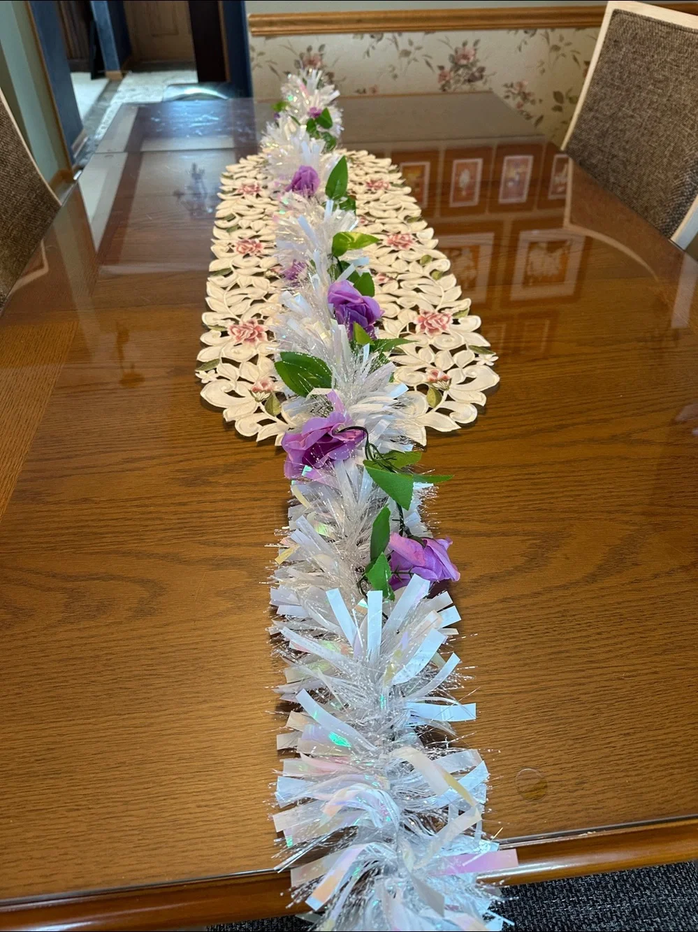 7 White MEGA Iridescent Tinsel 9 FEET LONG Garlands for Weddings, Holidays ~ NWT